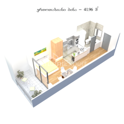 公寓 1-комн 42 m² - 先召者安德鲁, Kvariati